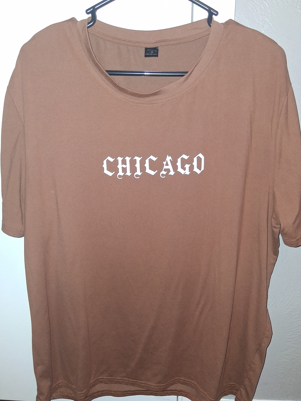 SHEIN Brown Graphic Tee with White 'CHICAGO' Print